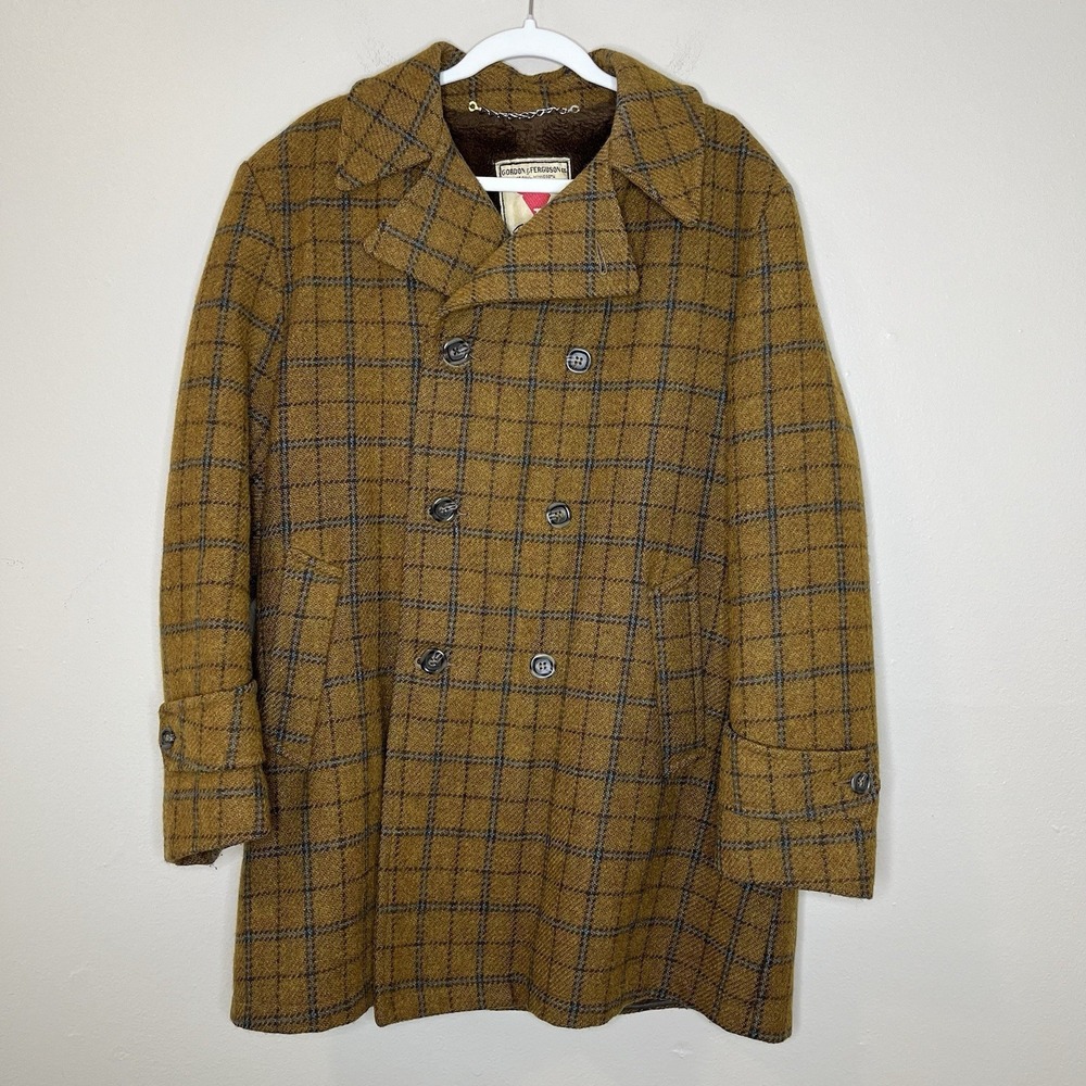 men VTG jacket Wool Plaid Gordon Ferguson Field Of Stream Preppy‎ 42 70s Retro